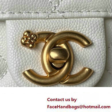 Chanel Grained Calfskin  &  Gold-Tone Metal Chain Backpack Bag AS4490 White 2023